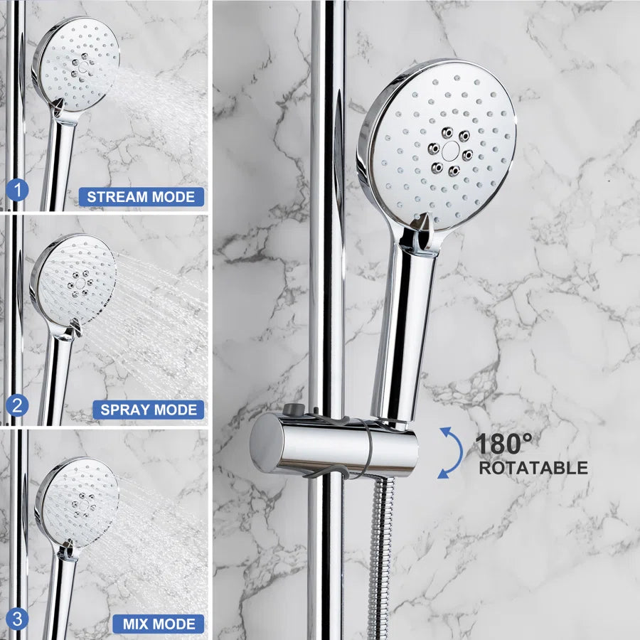 Shower system with Rain Shower Head Handheld Shower and Water Spout RX2006