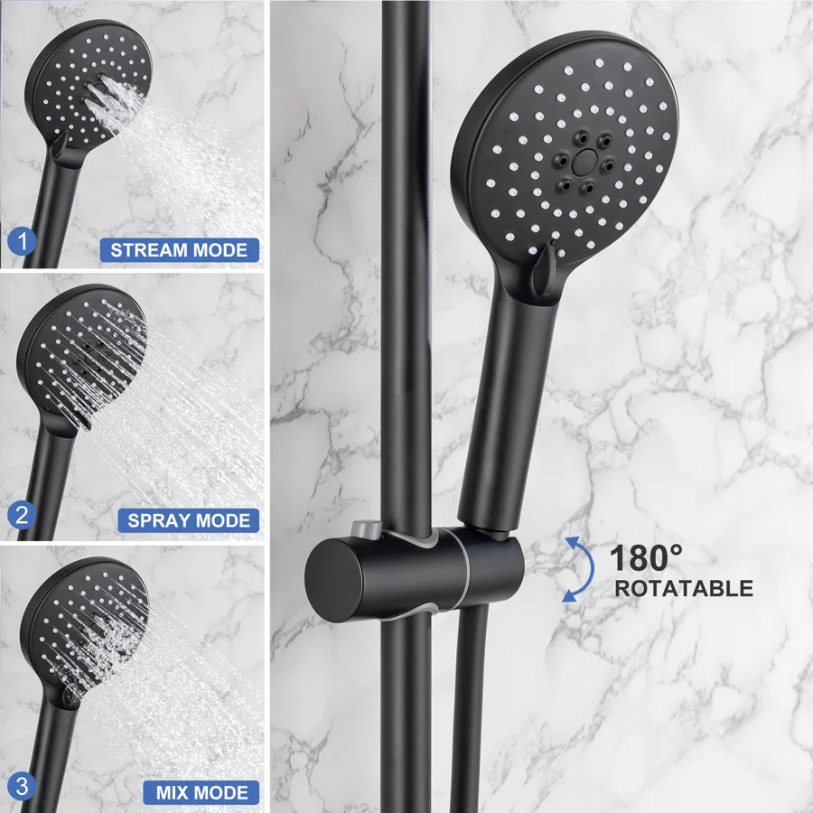 Shower system with Rain Shower Head Handheld Shower and Water Spout RX2006