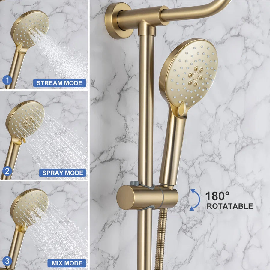 Shower system with Rain Shower Head Handheld Shower and Water Spout RX2006