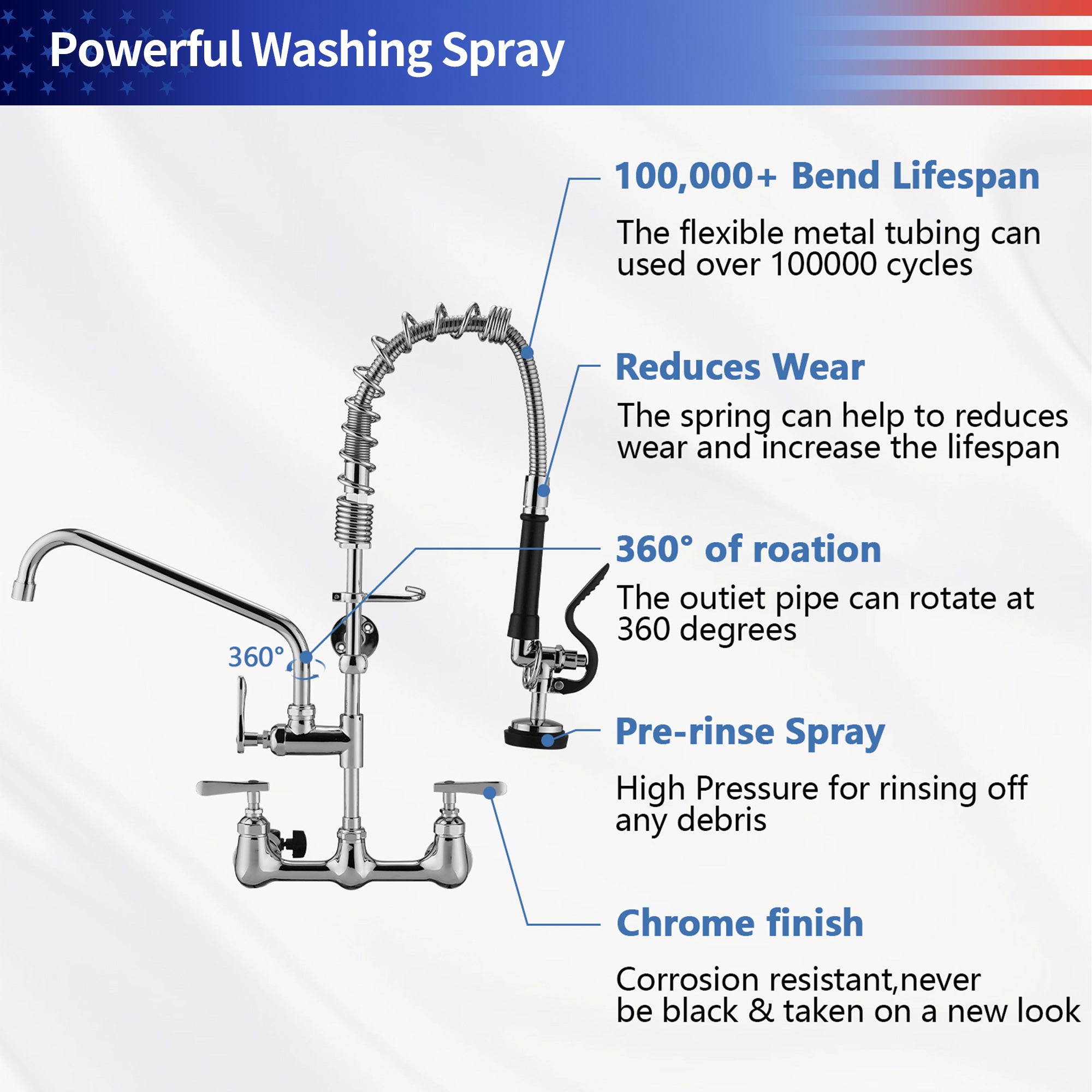 Commercial Kitchen Faucet with Pre-Rinse Sprayer 25-inch RX6021