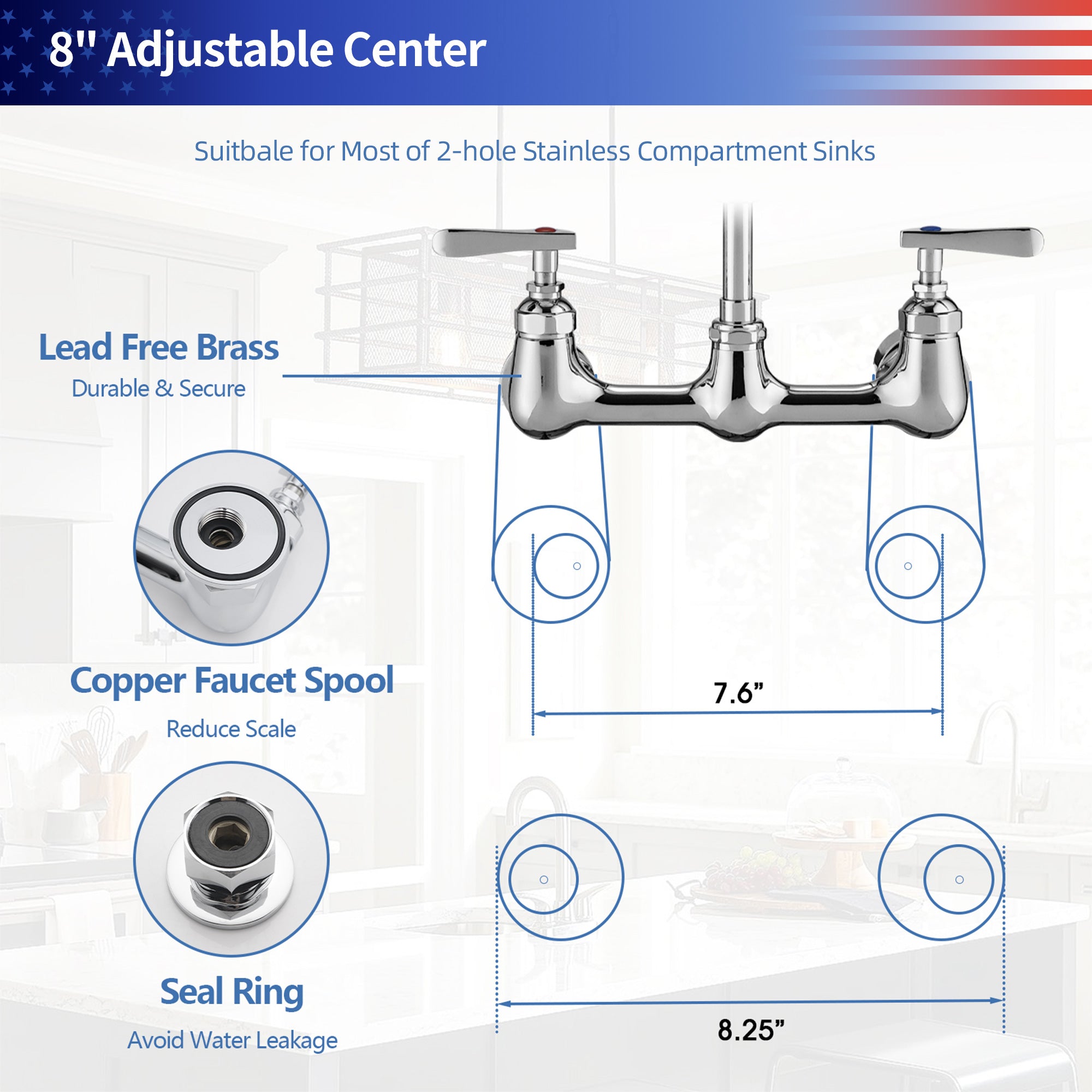 Commercial Kitchen Faucet with Pre-Rinse Sprayer 25-inch RX6021