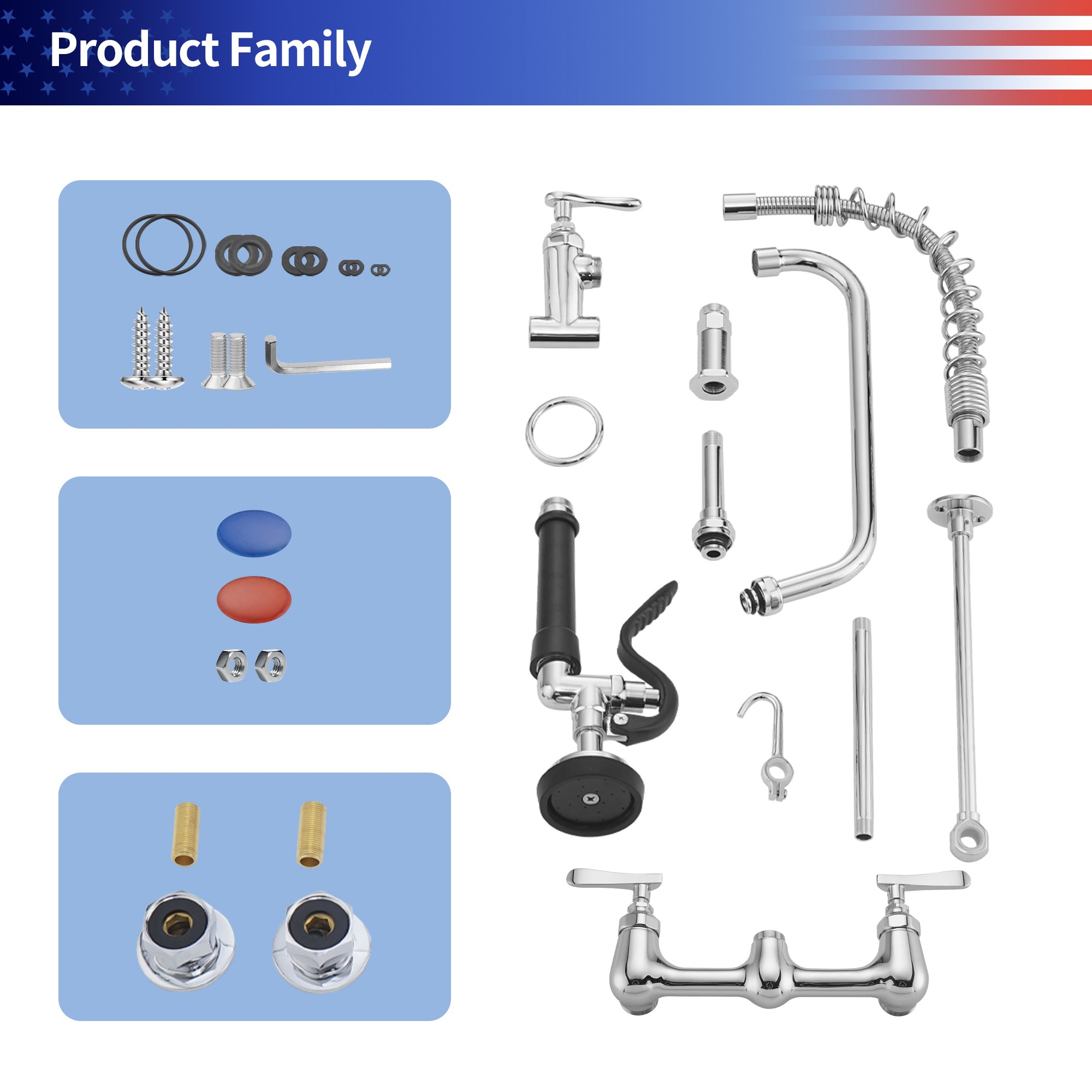 Commercial Kitchen Faucet with Pre-Rinse Sprayer 25-inch RX6021