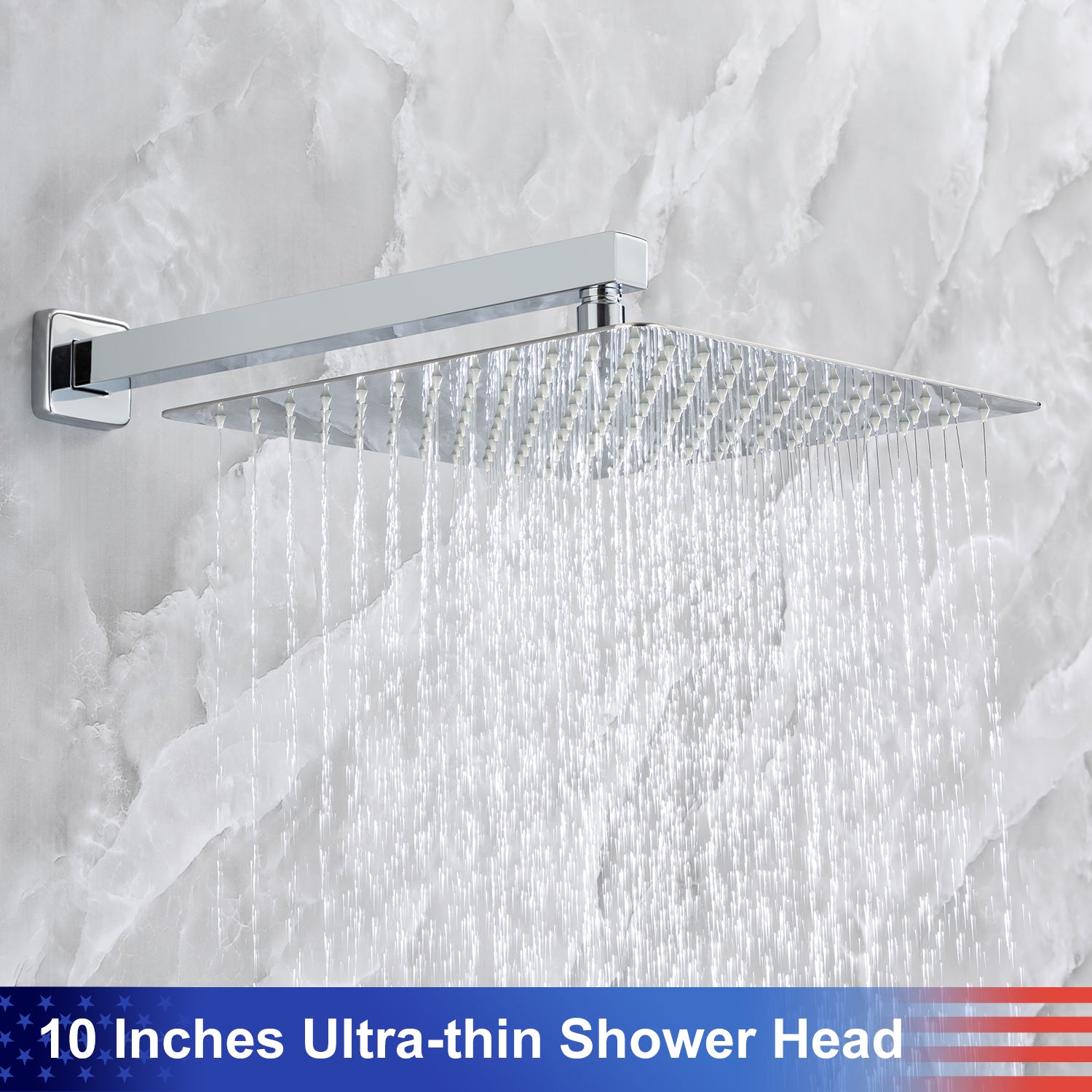 10" Shower Head 3-way Wall-Mount Square Shower Faucet with Rough-in Valve RX93103-10