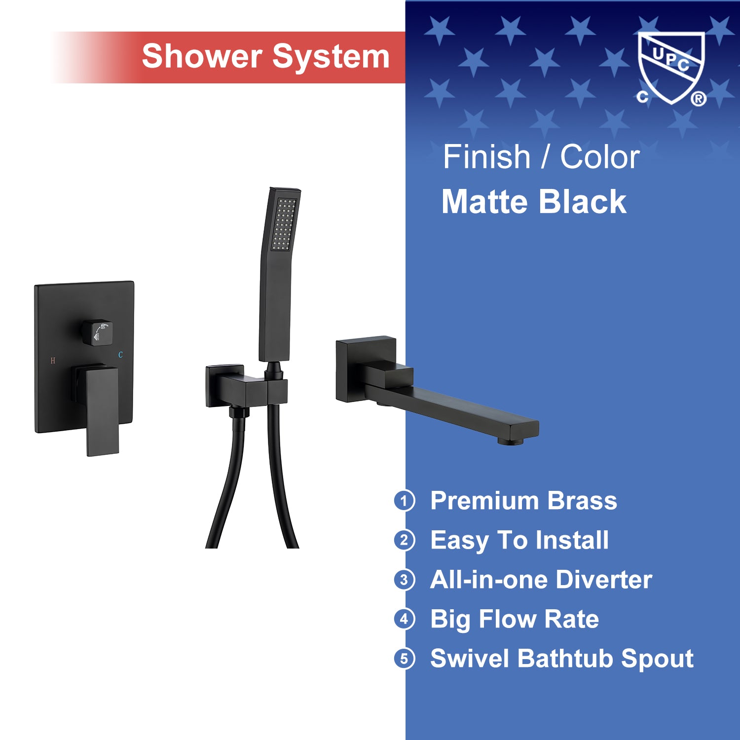 Tub and Shower Faucet with Rough-in Valve RX93107